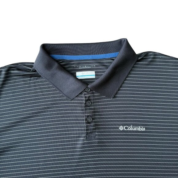 Columbia Utilizer Polo Short Mens 2X Omni Shade Wicking Black Striped - Picture 2 of 5